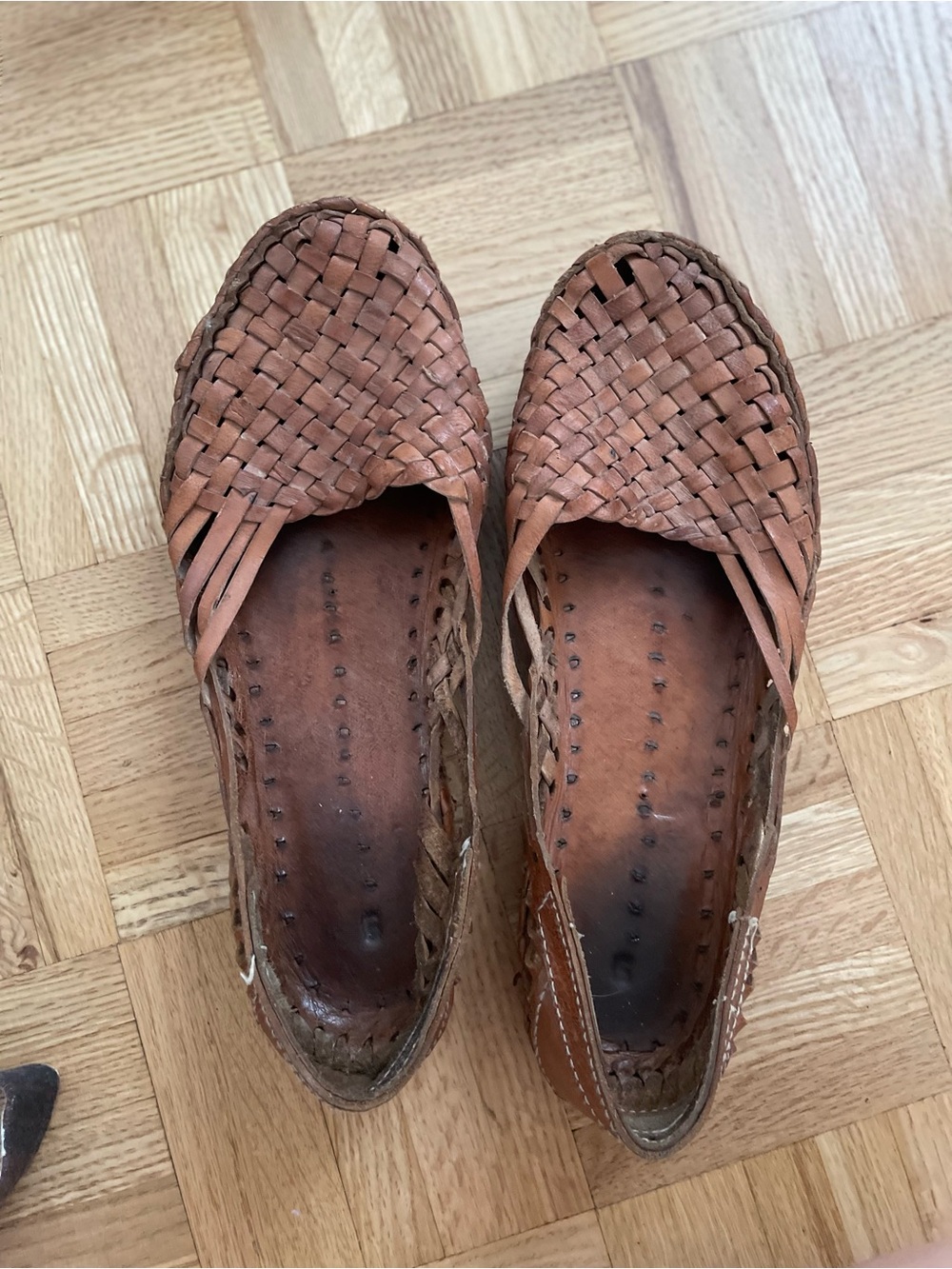 Woven huarache style Leather Slip-Ons